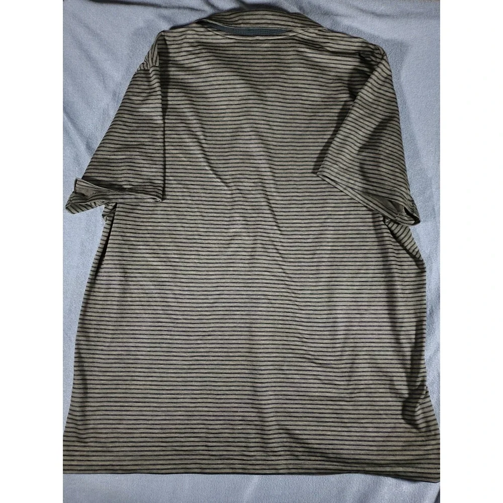 Nike Golf Modern Fit Dri-fit Polo‎ Green Black Striped Snap Buttons XL